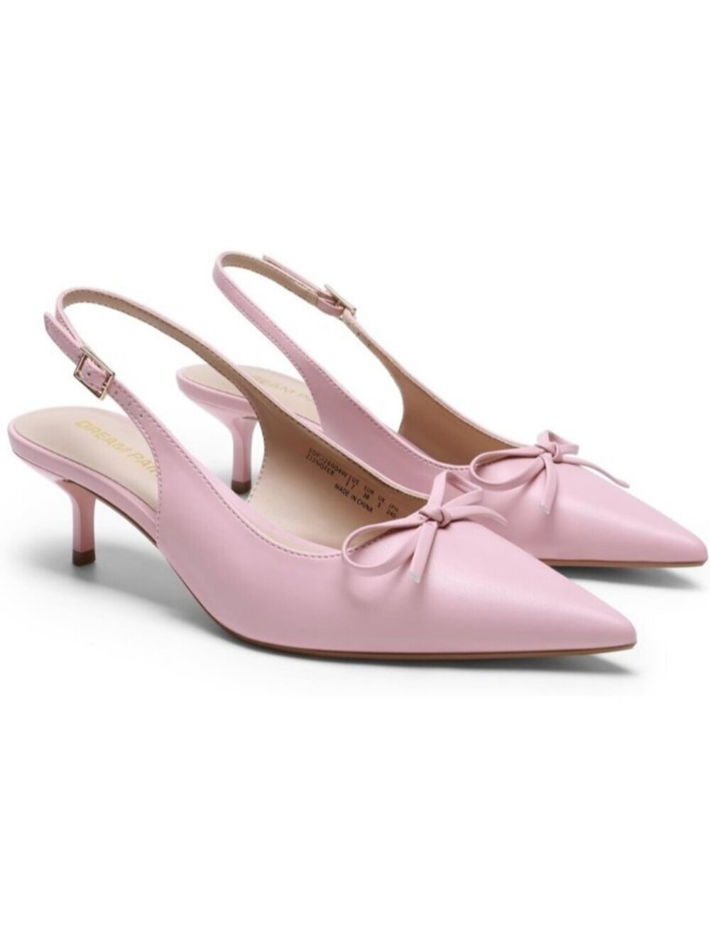 DREAM PAIRS Women's Pink Slingback Kitten Heels Pumps with Bow 2.17" Low Heels - Picture 5 of 6